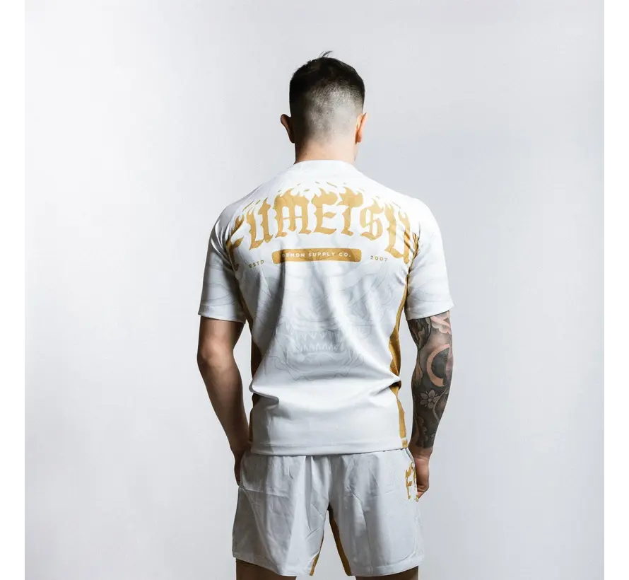 Fumetsu Oni rashguard met korte mouwen, wit/goud/grijs