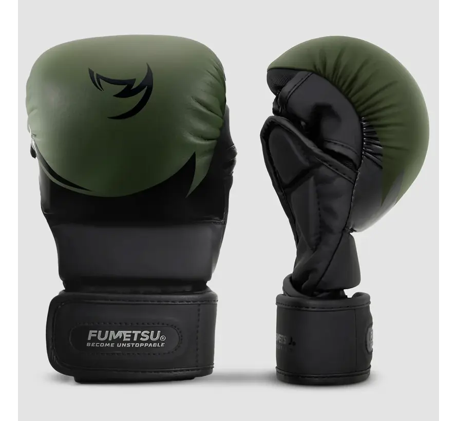 Kaki/zwarte Fumetsu Ghost S3 MMA-sparringhandschoenen