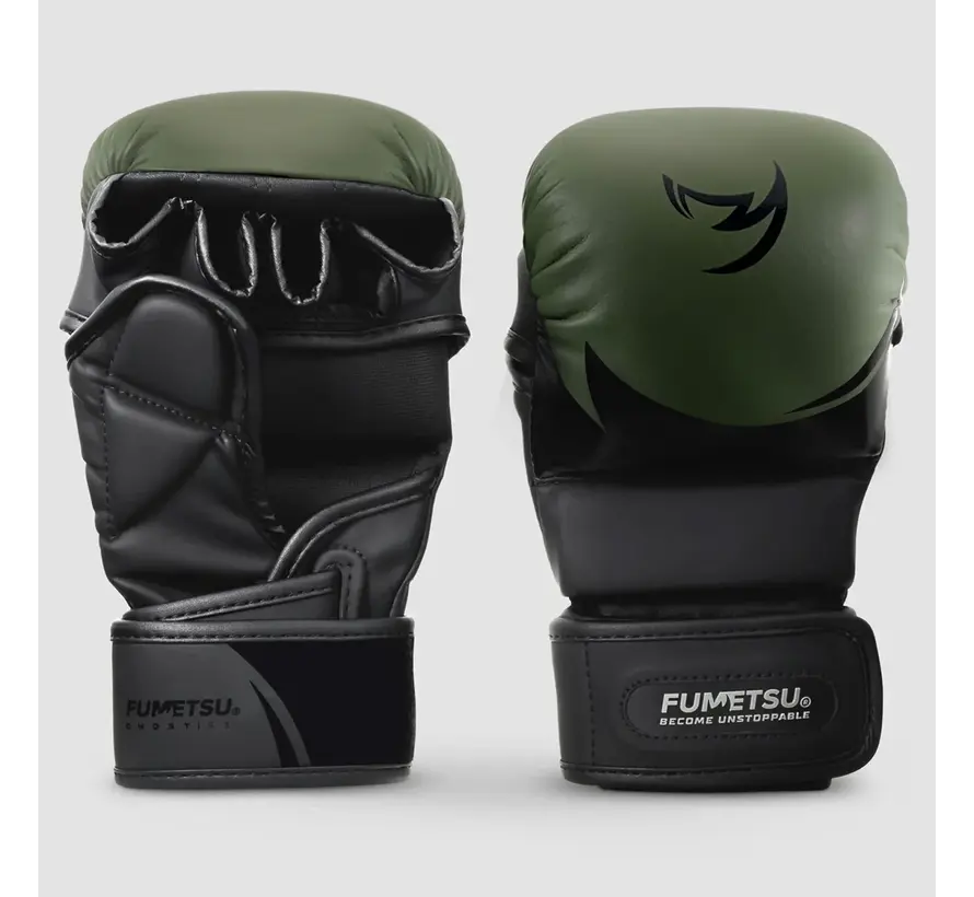 Kaki/zwarte Fumetsu Ghost S3 MMA-sparringhandschoenen