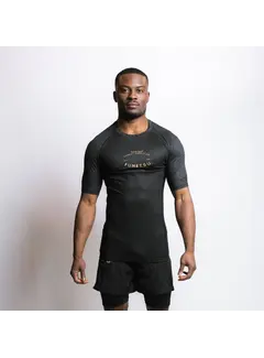 Fumetsu Fumetsu Dragon Slayer rashguard met korte mouwen, zwart/goud