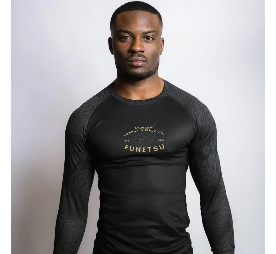 Fumetsu Dragon Slayer Rashguard met lange mouwen, zwart/goud