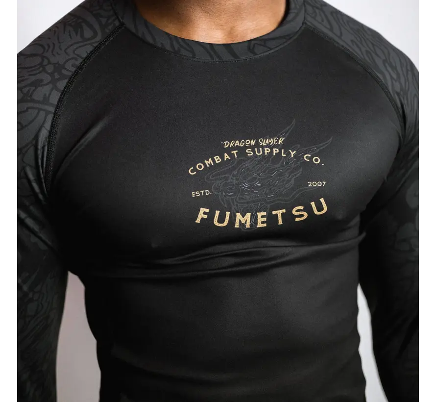 Fumetsu Dragon Slayer Rashguard met lange mouwen, zwart/goud