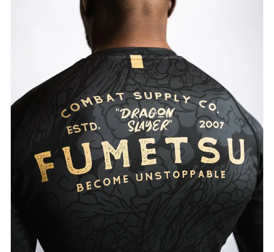Fumetsu Dragon Slayer Rashguard met lange mouwen, zwart/goud