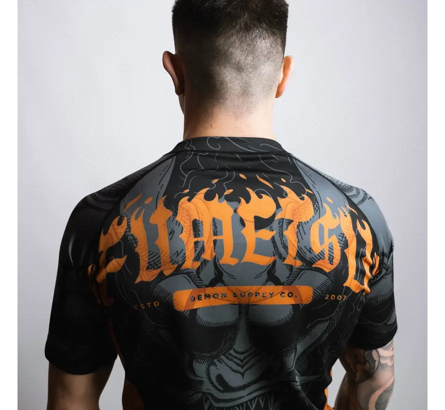 Fumetsu Oni rashguard met korte mouwen, zwart/grijs/brons