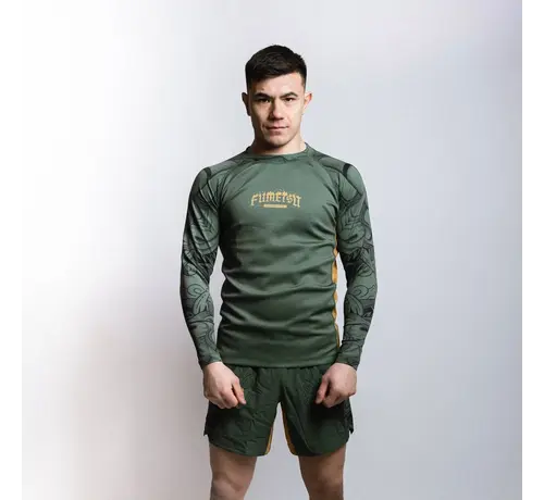 Fumetsu Fumetsu Oni Rashguard met lange mouwen, kaki/goud/zwart