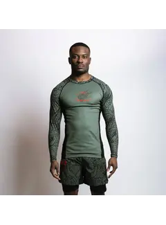 Fumetsu Fumetsu Dragon Slayer Rashguard met lange mouwen, kaki/oranje