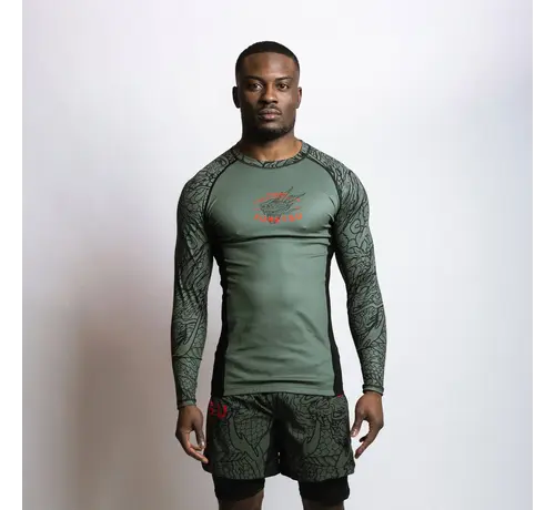 Fumetsu Fumetsu Dragon Slayer Rashguard met lange mouwen, kaki/oranje