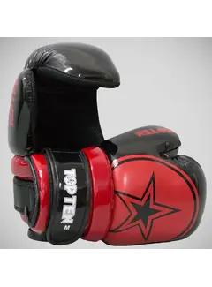 Top Ten Zwart/rode Top Ten glanzende Block Star Pointfighter-handschoenen
