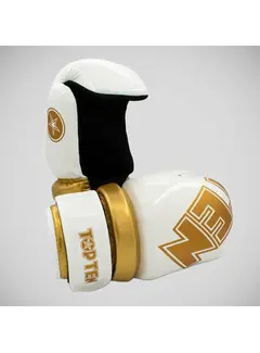 Top Ten Wit/gouden Top Ten glanzende handschoenen met blokvormige vingertoppen