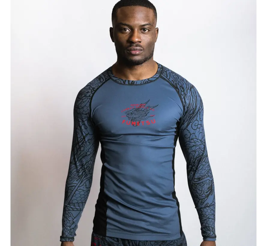 Fumetsu Dragon Slayer Rashguard met lange mouwen Blauw/Zwart/Rood