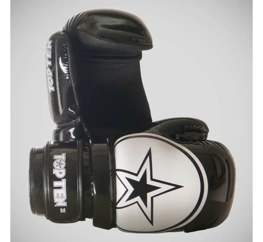 Zwart/witte Top Ten Glossy Block Star Pointfighter-handschoenen