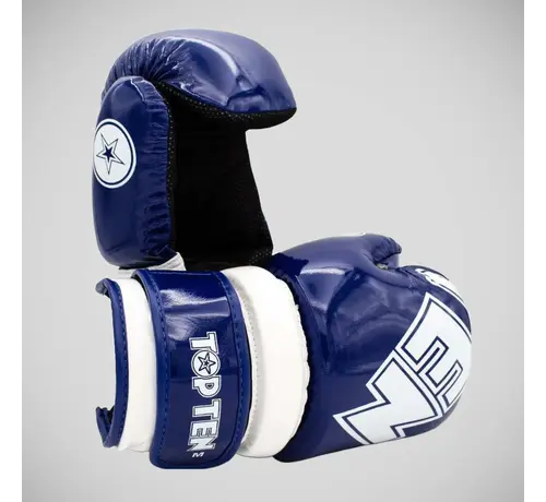 Top Ten Blauw/witte Top Ten glanzende Block Pointfighter-handschoenen