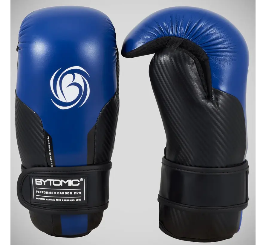 Zwart/blauwe Bytomic Performer Carbon Evo Pointfighter handschoenen
