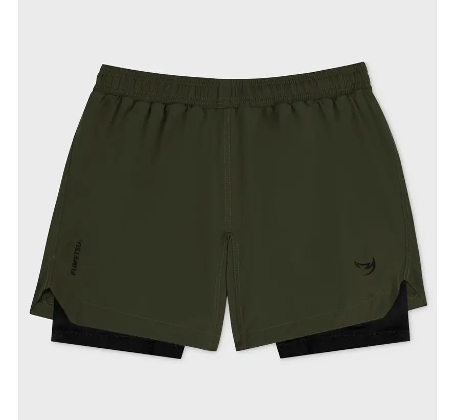 Khaki Fumetsu Origins korte broek met dubbele laag