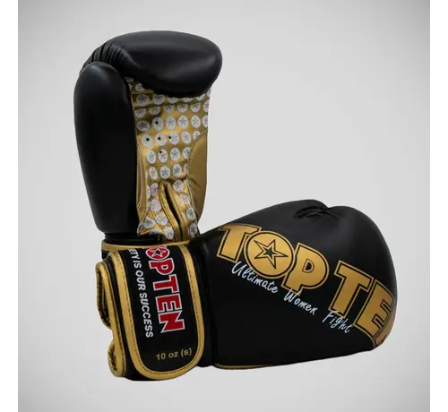 Top Ten Zwart/gouden Top Ten-bokshandschoenen voor dames