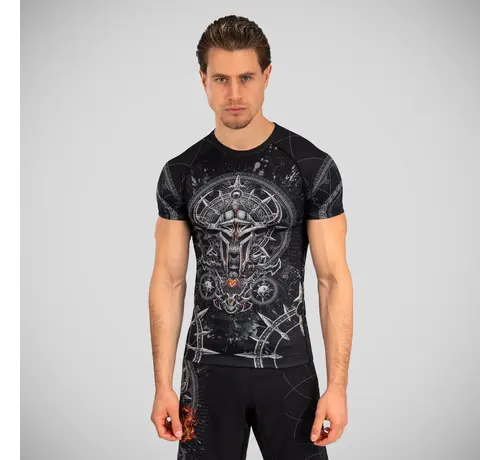 Venum Venum Gladiator 5.0 Rashguard met korte mouwen, zwart/zilver