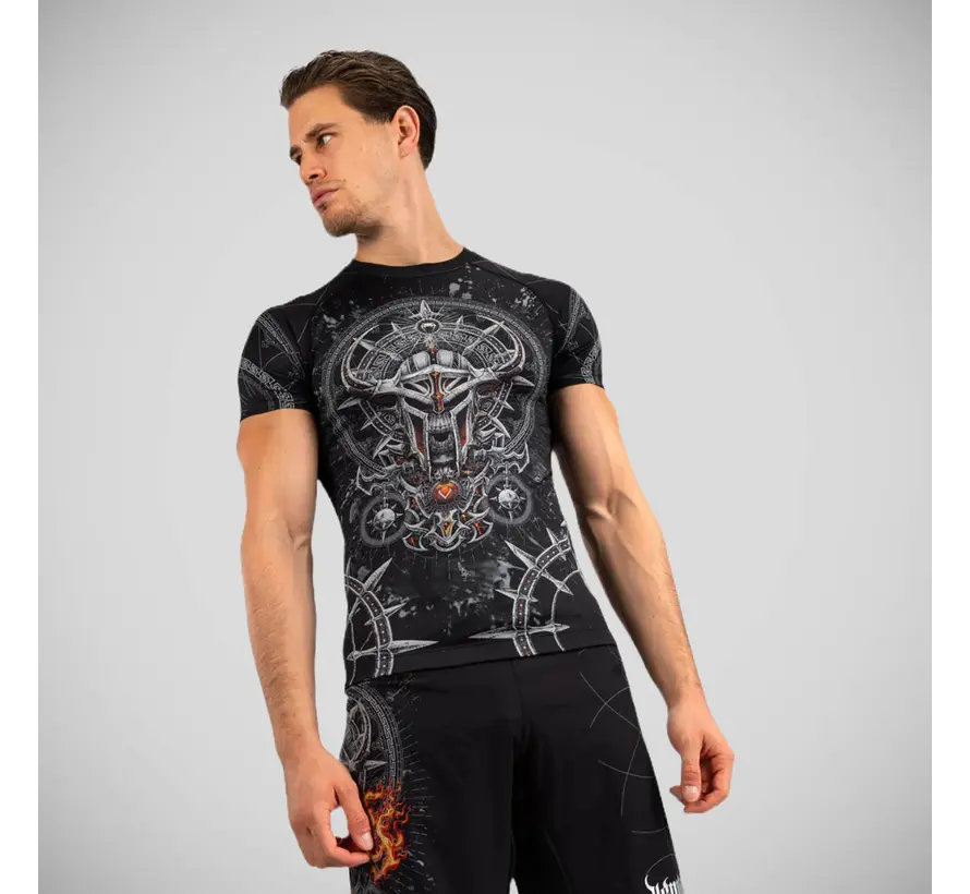 Venum Gladiator 5.0 Rashguard met korte mouwen, zwart/zilver