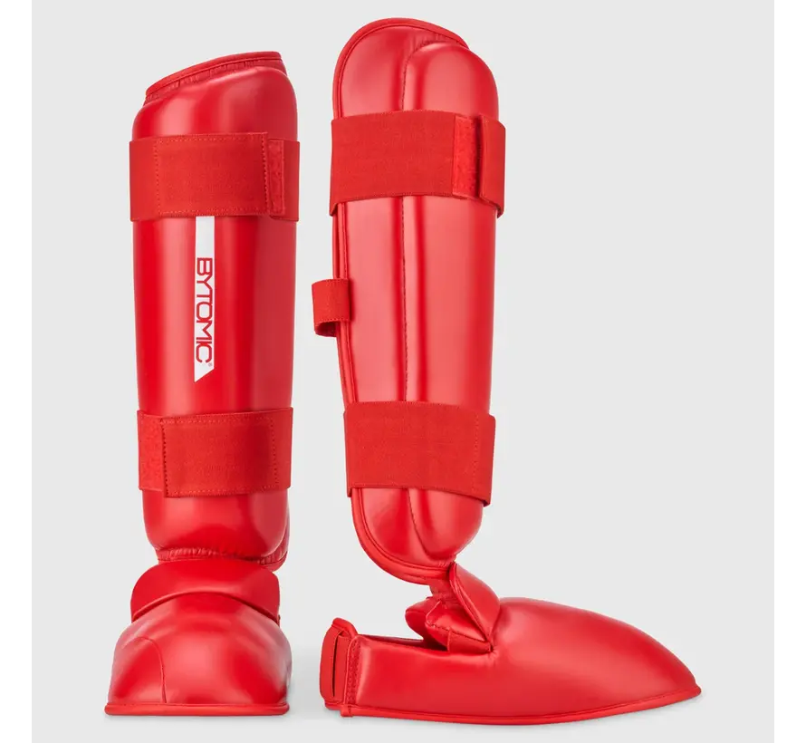 Rood/witte Bytomic Red Label karate-scheenbeschermer/wreefbeschermer