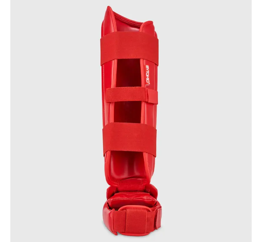 Rood/witte Bytomic Red Label karate-scheenbeschermer/wreefbeschermer