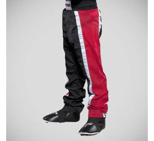 Top Ten Zwart/rode Top Ten kickbokshosen van mesh voor volwassenen