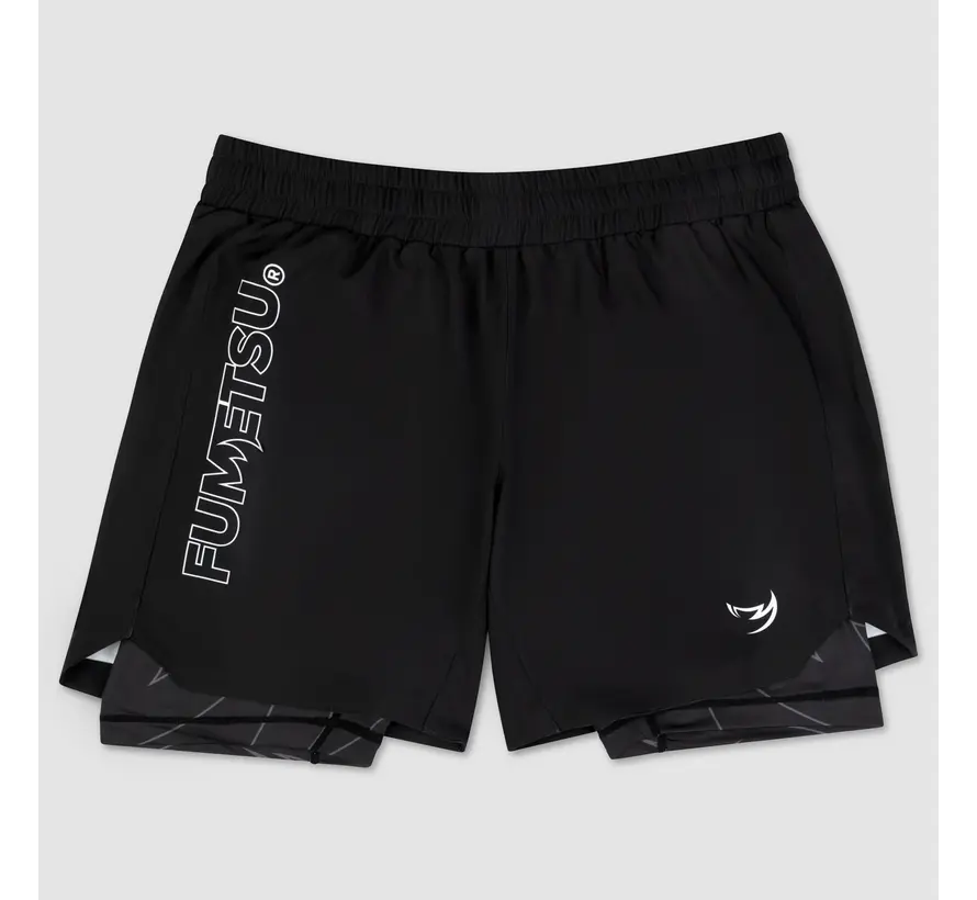 Zwarte Fumetsu Icon dames-vechtshort met dubbele laag