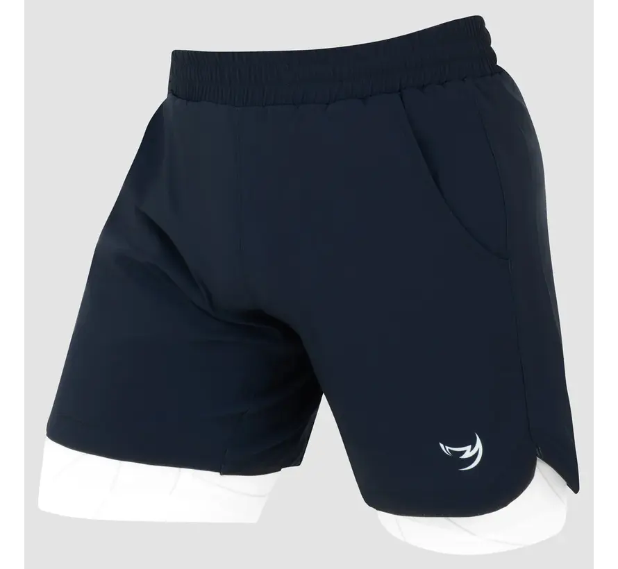Marineblauw/witte Fumetsu Icon trainingsshort met dubbele laag