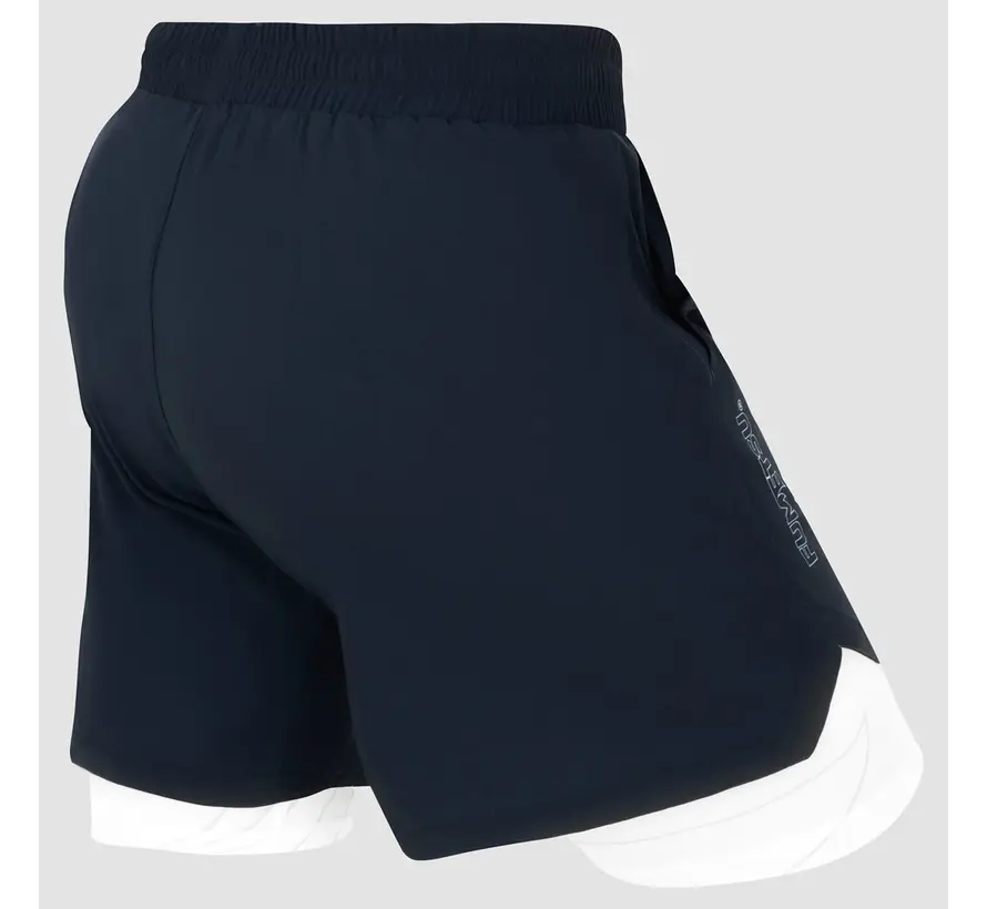 Marineblauw/witte Fumetsu Icon trainingsshort met dubbele laag