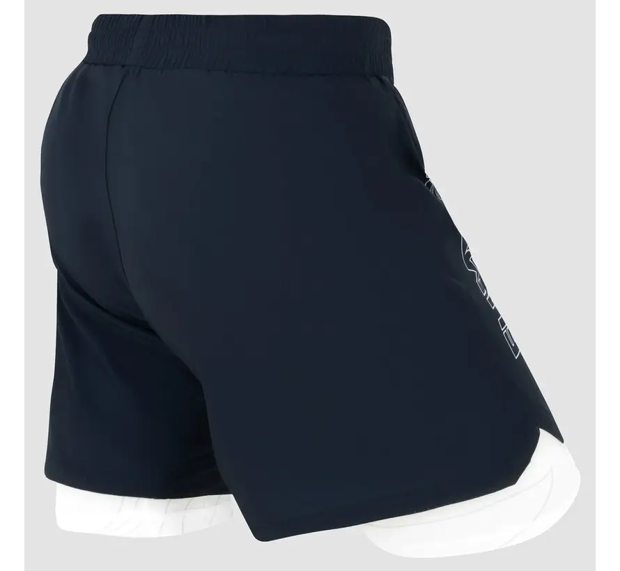 Marineblauw/witte Fumetsu Icon dubbellaagse vechtshort