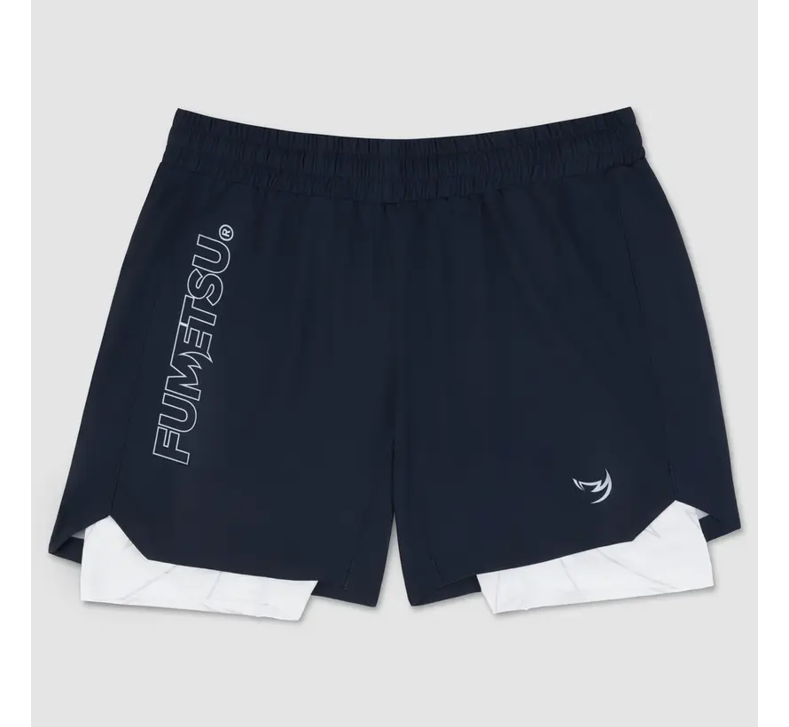 Marineblauw/witte Fumetsu Icon dubbellaagse vechtshort