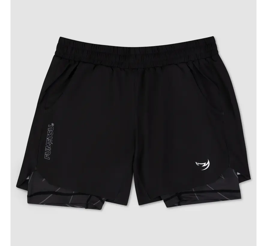 Zwarte Fumetsu Icon trainingsshort met dubbele laag