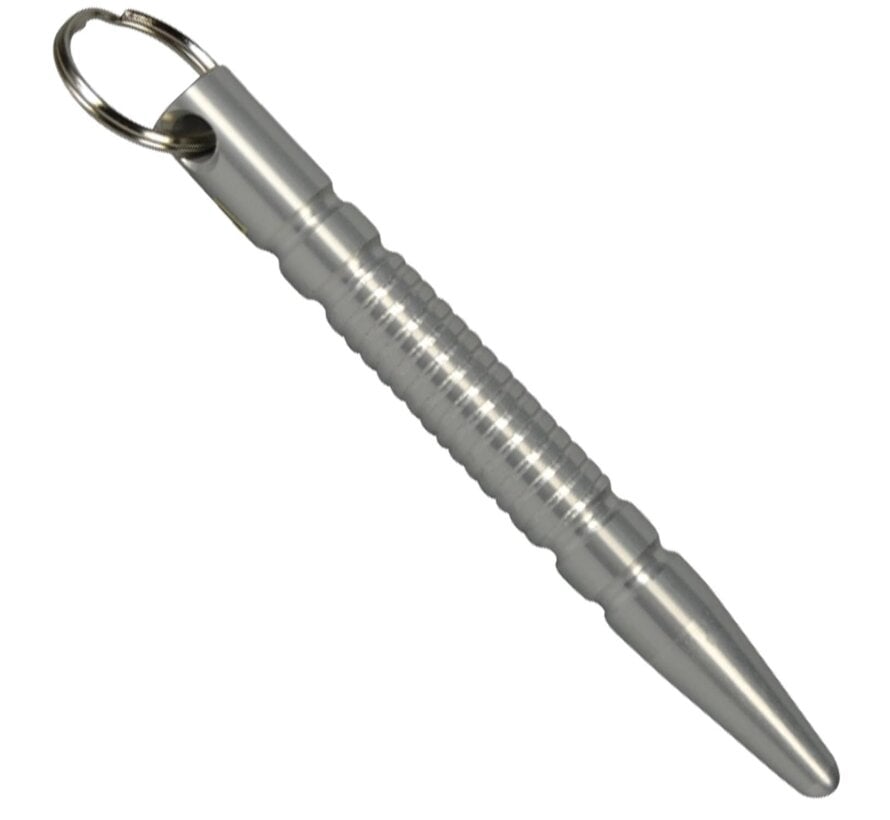 Kubotan-sleutelhanger, taps toelopend, zilverkleurig, aluminium