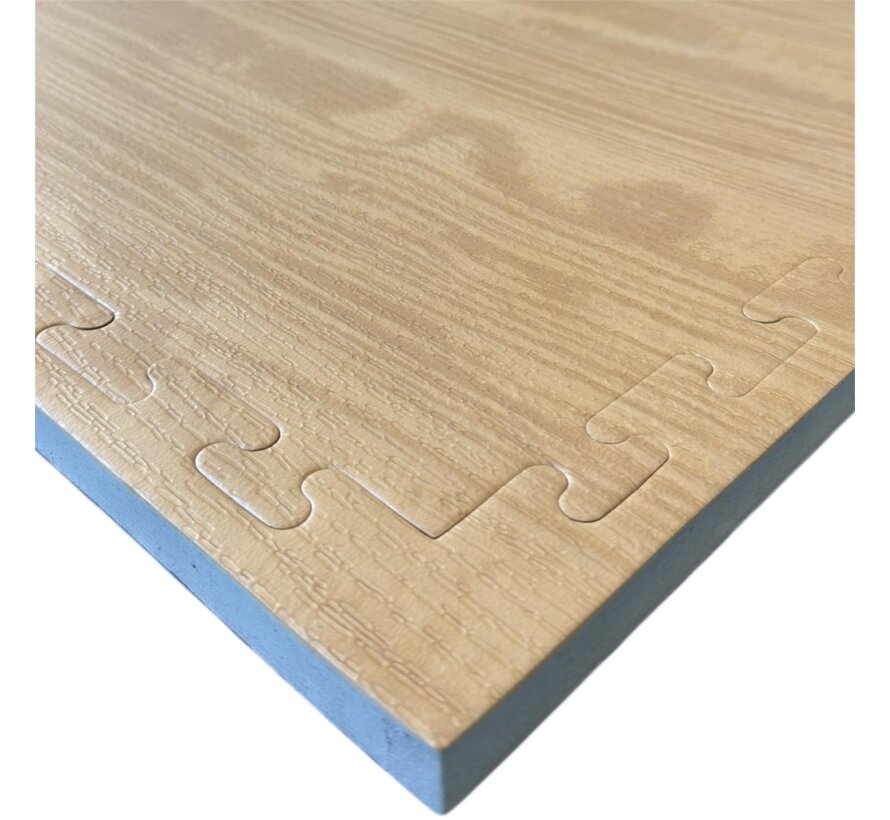 Puzzelmatten houtdesign/zwart 100 x 100 x 2,5cm
