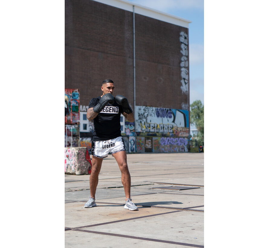 Kickboks broekje Wit/Zwart -Maat M - OP=OP