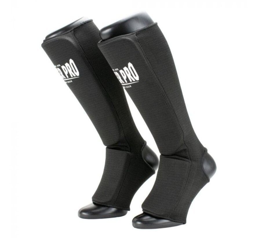 Super Pro Combat Gear Scheenbeschermer, Zwart,Wit - Maat S - OP=OP