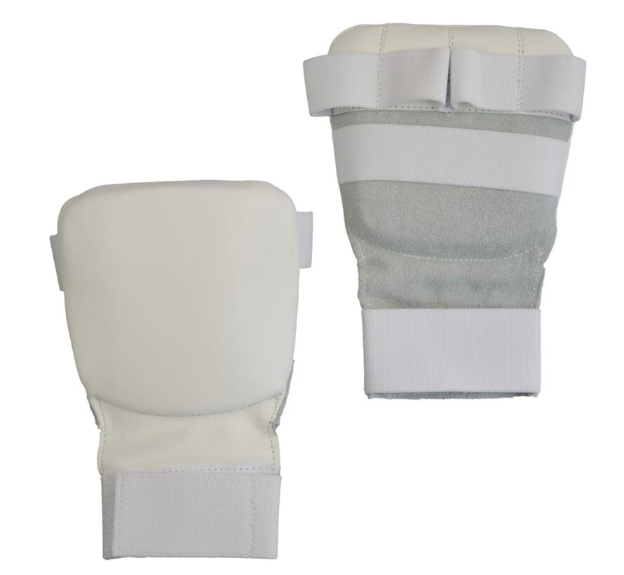 Karate handbeschermers leder, wit - Maat M - OP=OP