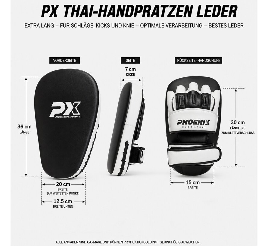PX Kicking en Punching Pads, Leer, Set van 2, Zwart-Wit