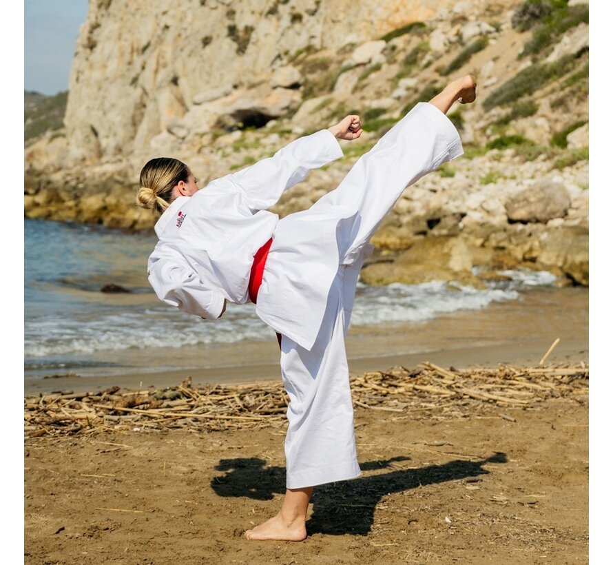 Budokan Excellence Kata Karate broek - Maat: 4 - 170 (Kleur: Wit) OP=OP