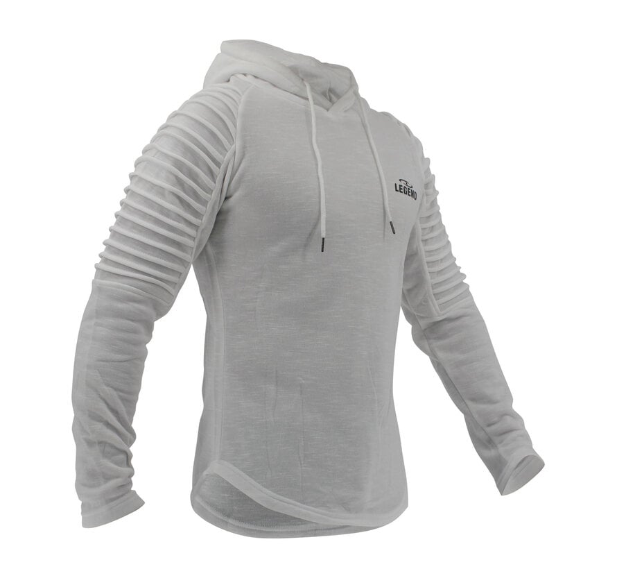 Legend Sports Hoodie Rib Sleeve White