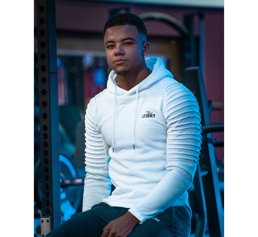 Legend Sports Hoodie Rib Sleeve White
