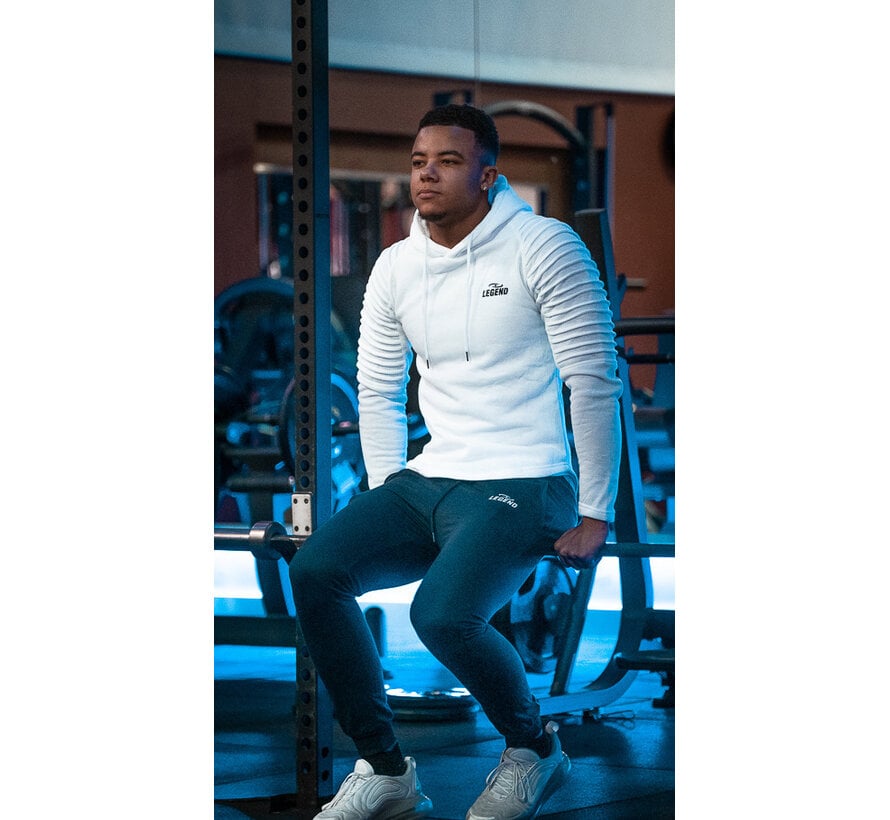 Legend Sports Hoodie Rib Sleeve White