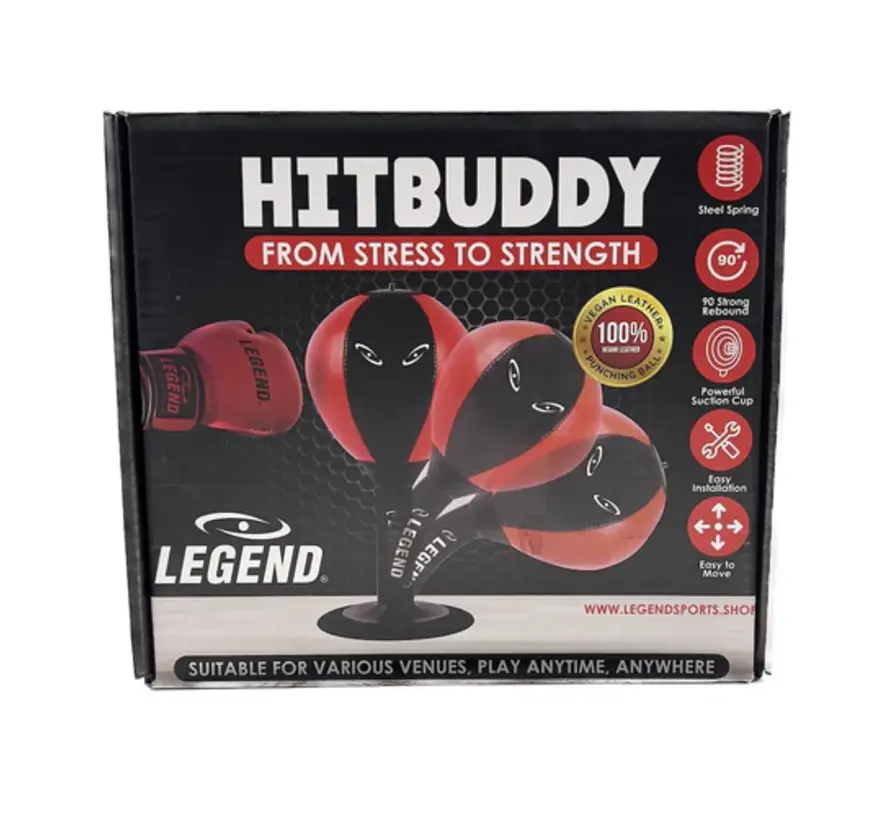 Legend Sports HITBUDDY - Draagbare Boksbal van Vegan Leder in Rood