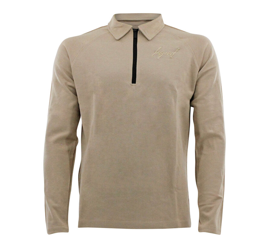 Legend Sports Sweater LA Luxe Lounge half zip Beige heren/dames katoen