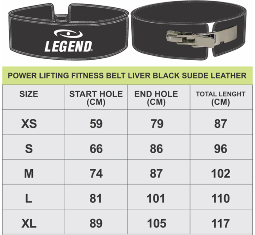 Legend Sports PowerLifting Belt Dames/Heren Zwart Leer – Aanpasbare Sluiting voor Krachttraining