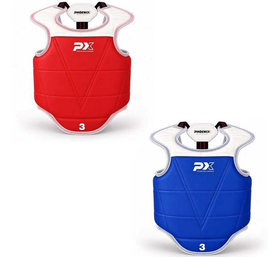 PX Taekwondo Borstbeschermer - Omkeerbaar Rood/Blauw