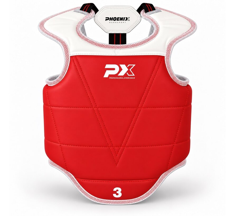 PX Taekwondo Borstbeschermer - Omkeerbaar Rood/Blauw