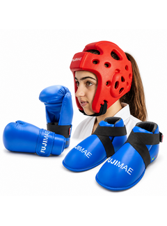 FUJIMAE Itf Approved Taekwondo – Voordeelset handbeschermers + hoofdbeschermer + voetbeschermers
