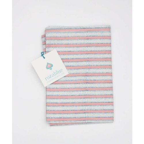 Rozablue Theedoek Funky Stripes roza & blue