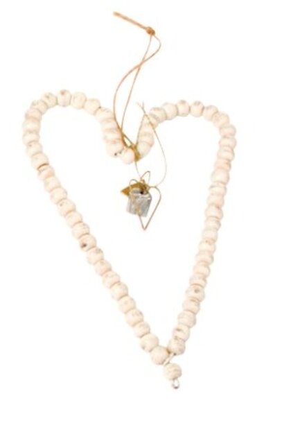 Bead heart 20cm white