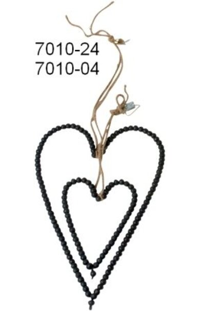 Bead heart 40cm grey antique