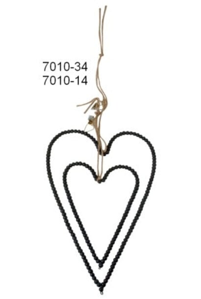 Bead heart 50cm grey antique